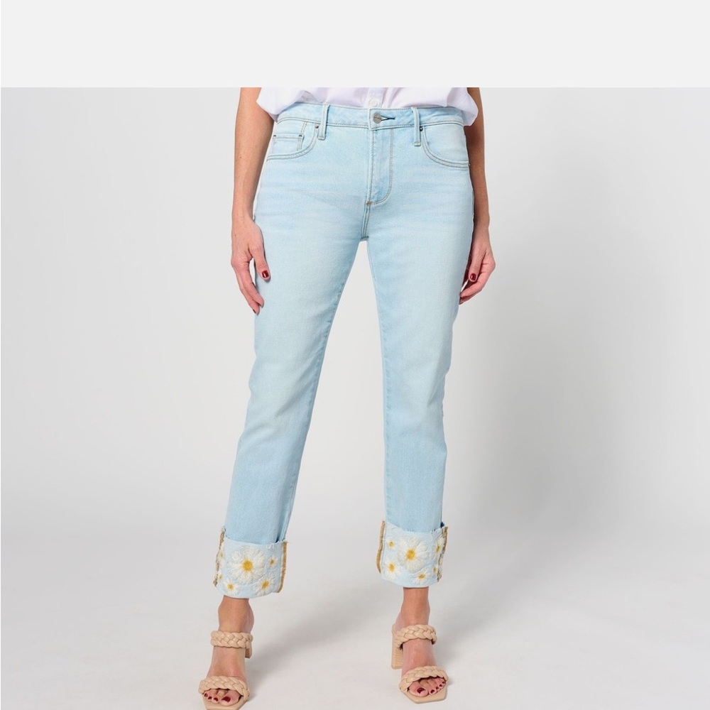 DRIFTWOOD Light Blue Jeans with Floral Embroidery